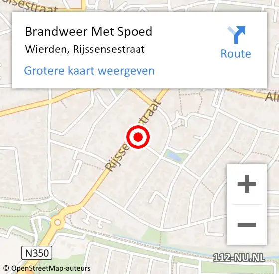 Locatie op kaart van de 112 melding: Brandweer Met Spoed Naar Wierden, Rijssensestraat op 24 januari 2024 07:14