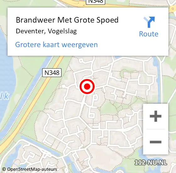 Locatie op kaart van de 112 melding: Brandweer Met Grote Spoed Naar Deventer, Vogelslag op 24 januari 2024 07:19