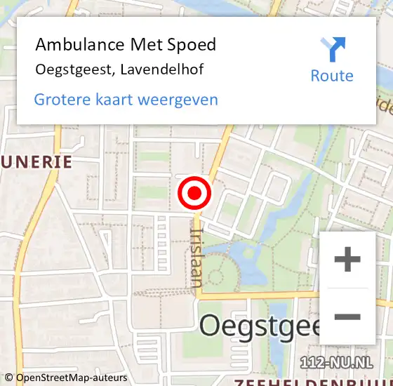 Locatie op kaart van de 112 melding: Ambulance Met Spoed Naar Oegstgeest, Lavendelhof op 24 januari 2024 07:20