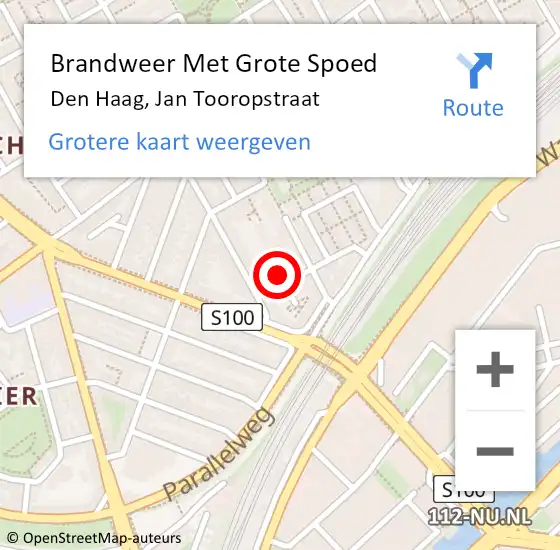 Locatie op kaart van de 112 melding: Brandweer Met Grote Spoed Naar Den Haag, Jan Tooropstraat op 24 januari 2024 07:35