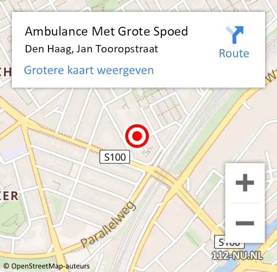 Locatie op kaart van de 112 melding: Ambulance Met Grote Spoed Naar Den Haag, Jan Tooropstraat op 24 januari 2024 07:38