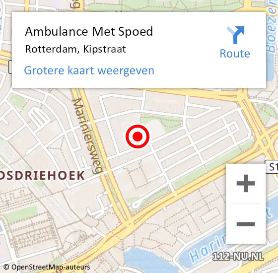 Locatie op kaart van de 112 melding: Ambulance Met Spoed Naar Rotterdam, Kipstraat op 24 januari 2024 07:42