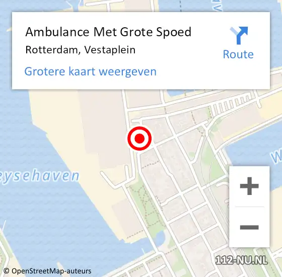 Locatie op kaart van de 112 melding: Ambulance Met Grote Spoed Naar Rotterdam, Vestaplein op 24 januari 2024 08:06