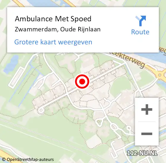 Locatie op kaart van de 112 melding: Ambulance Met Spoed Naar Zwammerdam, Oude Rijnlaan op 24 januari 2024 08:34