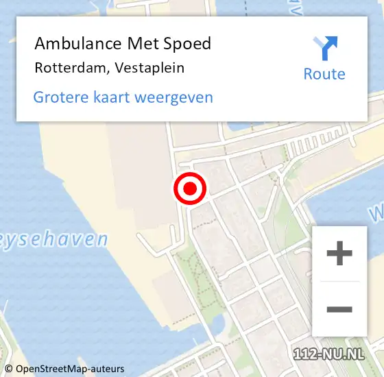 Locatie op kaart van de 112 melding: Ambulance Met Spoed Naar Rotterdam, Vestaplein op 24 januari 2024 08:39