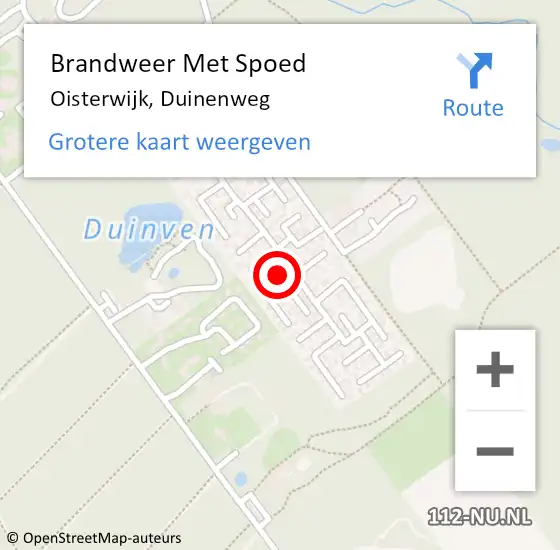 Locatie op kaart van de 112 melding: Brandweer Met Spoed Naar Oisterwijk, Duinenweg op 24 januari 2024 08:46