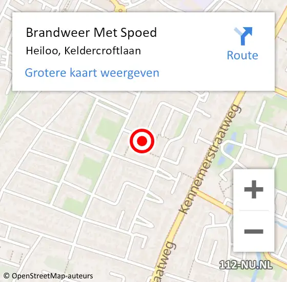 Locatie op kaart van de 112 melding: Brandweer Met Spoed Naar Heiloo, Keldercroftlaan op 23 september 2014 10:40