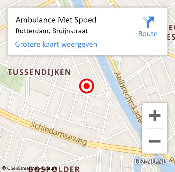 Locatie op kaart van de 112 melding: Ambulance Met Spoed Naar Rotterdam, Bruijnstraat op 24 januari 2024 08:49