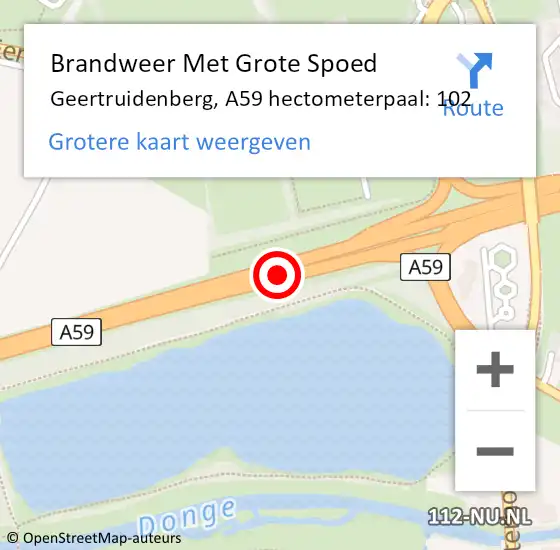 Locatie op kaart van de 112 melding: Brandweer Met Grote Spoed Naar Geertruidenberg, A59 hectometerpaal: 102 op 24 januari 2024 08:53
