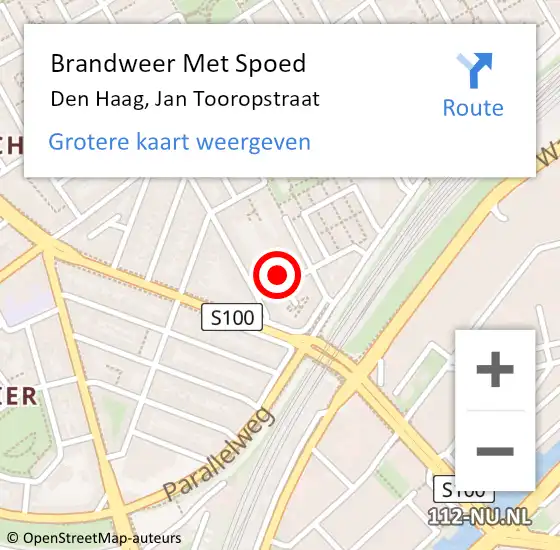 Locatie op kaart van de 112 melding: Brandweer Met Spoed Naar Den Haag, Jan Tooropstraat op 24 januari 2024 09:13