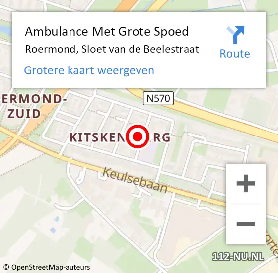 Locatie op kaart van de 112 melding: Ambulance Met Grote Spoed Naar Roermond, Sloet van de Beelestraat op 24 januari 2024 09:21