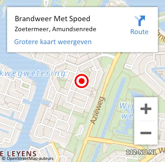 Locatie op kaart van de 112 melding: Brandweer Met Spoed Naar Zoetermeer, Amundsenrede op 24 januari 2024 09:29