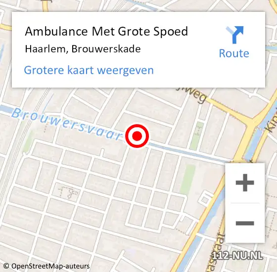 Locatie op kaart van de 112 melding: Ambulance Met Grote Spoed Naar Haarlem, Brouwerskade op 24 januari 2024 09:51