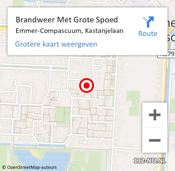 Locatie op kaart van de 112 melding: Brandweer Met Grote Spoed Naar Emmer-Compascuum, Kastanjelaan op 24 januari 2024 10:05