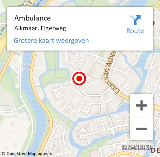 Locatie op kaart van de 112 melding: Ambulance Alkmaar, Elgerweg op 24 januari 2024 10:12