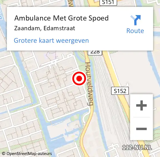 Locatie op kaart van de 112 melding: Ambulance Met Grote Spoed Naar Zaandam, Edamstraat op 24 januari 2024 10:15