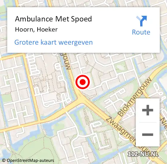 Locatie op kaart van de 112 melding: Ambulance Met Spoed Naar Hoorn, Hoeker op 24 januari 2024 10:34