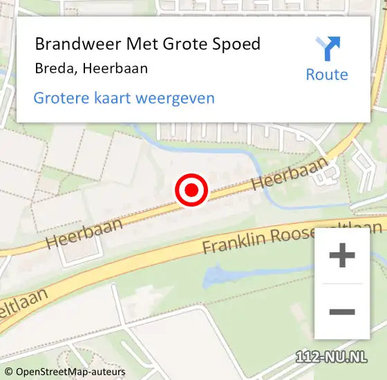 Locatie op kaart van de 112 melding: Brandweer Met Grote Spoed Naar Breda, Heerbaan op 24 januari 2024 10:36