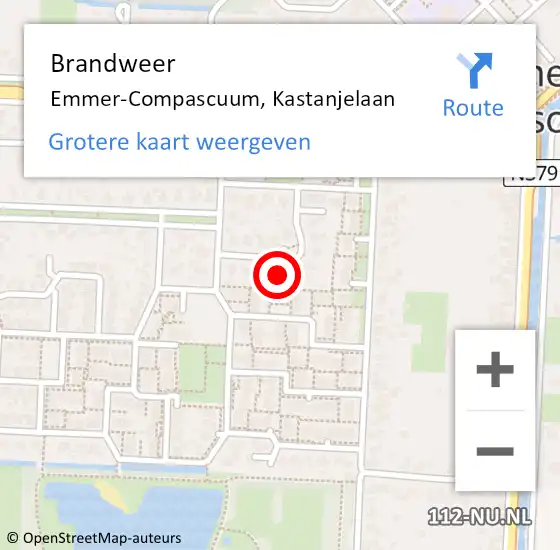 Locatie op kaart van de 112 melding: Brandweer Emmer-Compascuum, Kastanjelaan op 24 januari 2024 10:47