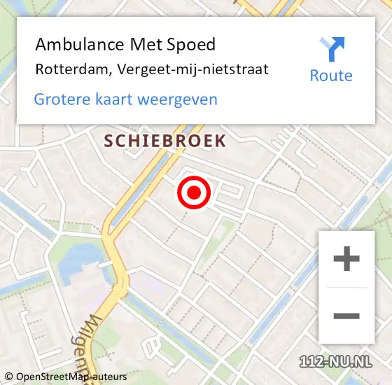 Locatie op kaart van de 112 melding: Ambulance Met Spoed Naar Rotterdam, Vergeet-mij-nietstraat op 24 januari 2024 10:58