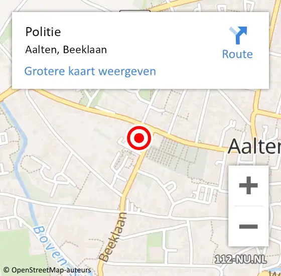 Locatie op kaart van de 112 melding: Politie Aalten, Beeklaan op 24 januari 2024 11:09