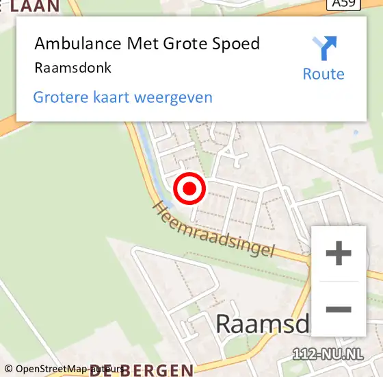 Locatie op kaart van de 112 melding: Ambulance Met Grote Spoed Naar Raamsdonk op 24 januari 2024 11:18