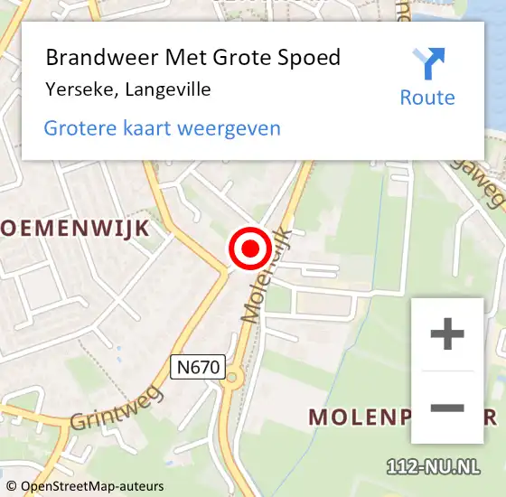 Locatie op kaart van de 112 melding: Brandweer Met Grote Spoed Naar Yerseke, Langeville op 24 januari 2024 11:20