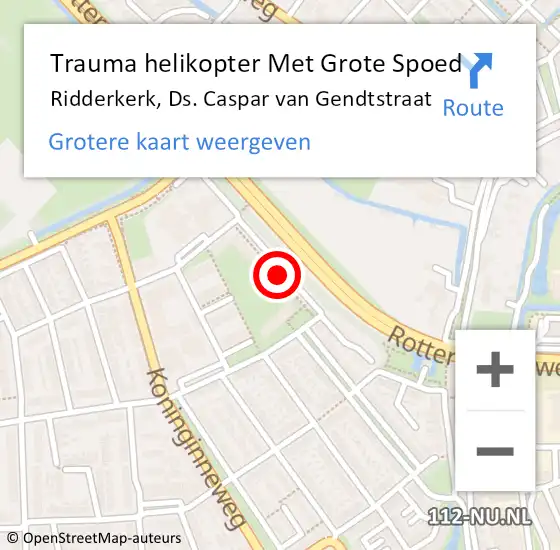 Locatie op kaart van de 112 melding: Trauma helikopter Met Grote Spoed Naar Ridderkerk, Ds. Caspar van Gendtstraat op 24 januari 2024 11:37