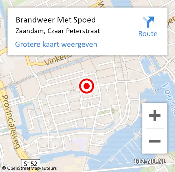Locatie op kaart van de 112 melding: Brandweer Met Spoed Naar Zaandam, Czaar Peterstraat op 24 januari 2024 11:38