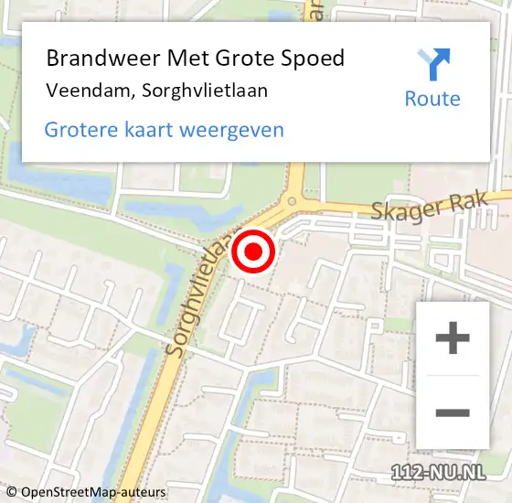 Locatie op kaart van de 112 melding: Brandweer Met Grote Spoed Naar Veendam, Sorghvlietlaan op 24 januari 2024 11:40