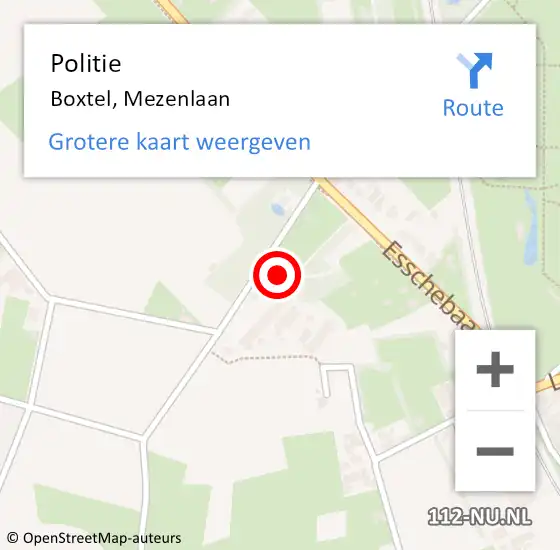 Locatie op kaart van de 112 melding: Politie Boxtel, Mezenlaan op 24 januari 2024 11:50
