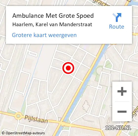 Locatie op kaart van de 112 melding: Ambulance Met Grote Spoed Naar Haarlem, Karel van Manderstraat op 24 januari 2024 11:52