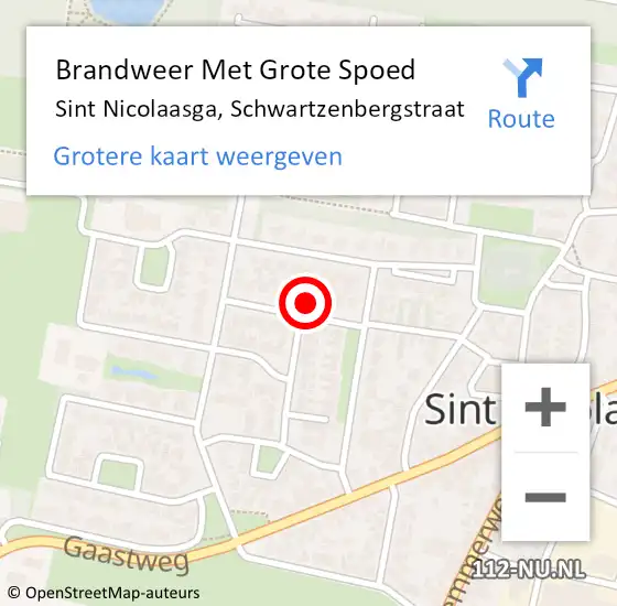 Locatie op kaart van de 112 melding: Brandweer Met Grote Spoed Naar Sint Nicolaasga, Schwartzenbergstraat op 24 januari 2024 12:22