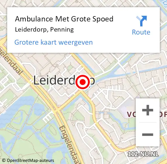 Locatie op kaart van de 112 melding: Ambulance Met Grote Spoed Naar Leiderdorp, Penning op 24 januari 2024 12:39