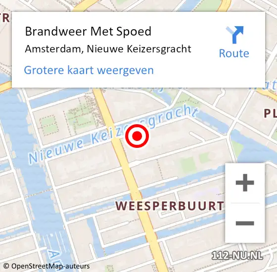 Locatie op kaart van de 112 melding: Brandweer Met Spoed Naar Amsterdam, Nieuwe Keizersgracht op 24 januari 2024 12:42
