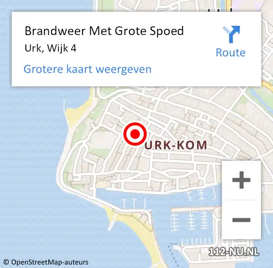 Locatie op kaart van de 112 melding: Brandweer Met Grote Spoed Naar Urk, Wijk 4 op 24 januari 2024 12:49