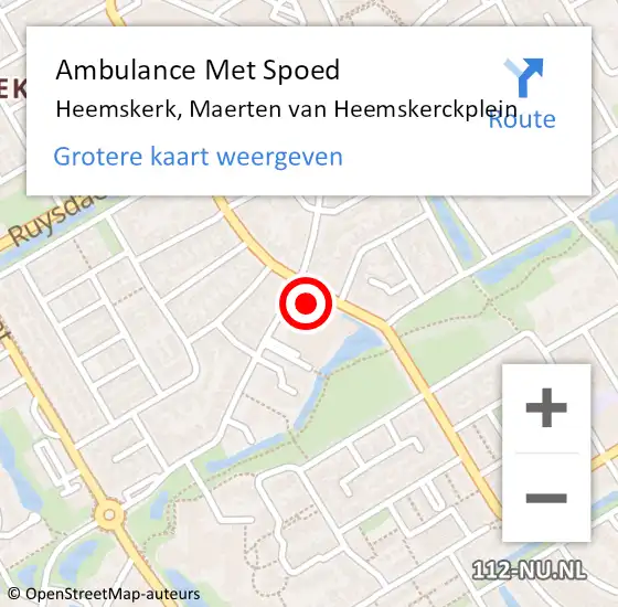 Locatie op kaart van de 112 melding: Ambulance Met Spoed Naar Heemskerk, Maerten van Heemskerckplein op 24 januari 2024 12:56