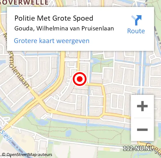 Locatie op kaart van de 112 melding: Politie Met Grote Spoed Naar Gouda, Wilhelmina van Pruisenlaan op 24 januari 2024 12:58