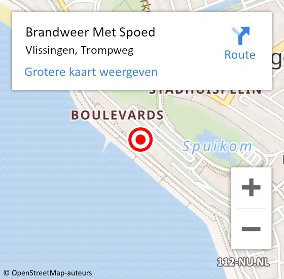 Locatie op kaart van de 112 melding: Brandweer Met Spoed Naar Vlissingen, Trompweg op 24 januari 2024 13:53