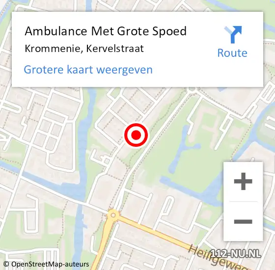 Locatie op kaart van de 112 melding: Ambulance Met Grote Spoed Naar Krommenie, Kervelstraat op 24 januari 2024 14:06