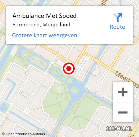 Locatie op kaart van de 112 melding: Ambulance Met Spoed Naar Purmerend, Mergelland op 24 januari 2024 14:14