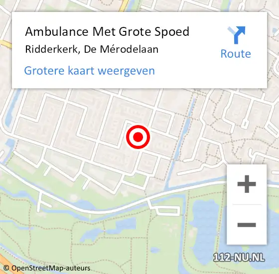 Locatie op kaart van de 112 melding: Ambulance Met Grote Spoed Naar Ridderkerk, De Mérodelaan op 24 januari 2024 14:16