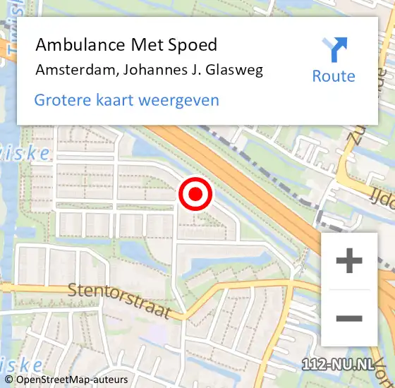 Locatie op kaart van de 112 melding: Ambulance Met Spoed Naar Amsterdam, Johannes J. Glasweg op 24 januari 2024 14:27