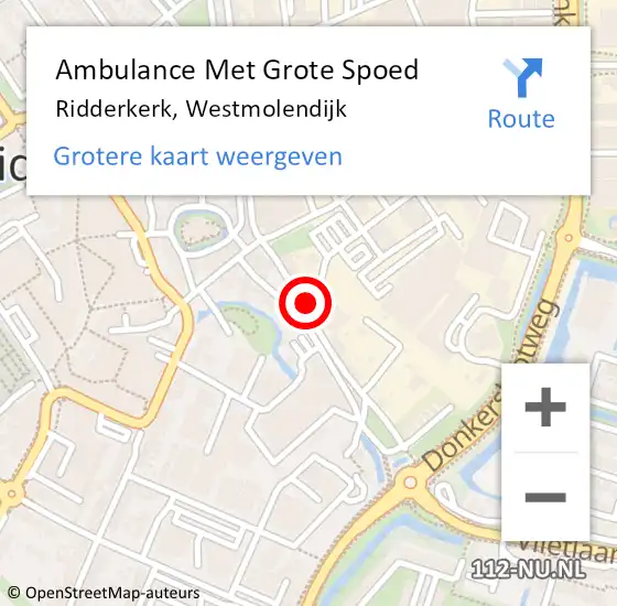 Locatie op kaart van de 112 melding: Ambulance Met Grote Spoed Naar Ridderkerk, Westmolendijk op 24 januari 2024 14:28