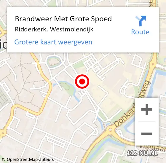 Locatie op kaart van de 112 melding: Brandweer Met Grote Spoed Naar Ridderkerk, Westmolendijk op 24 januari 2024 14:28