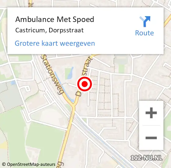 Locatie op kaart van de 112 melding: Ambulance Met Spoed Naar Castricum, Dorpsstraat op 24 januari 2024 14:30