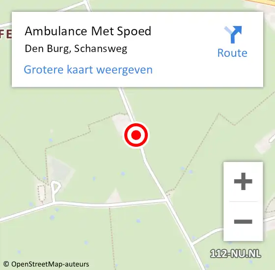 Locatie op kaart van de 112 melding: Ambulance Met Spoed Naar Den Burg, Schansweg op 23 september 2014 11:24