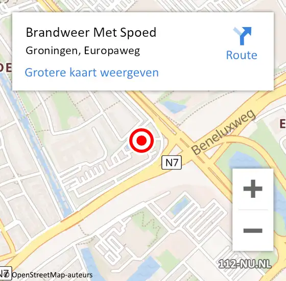 Locatie op kaart van de 112 melding: Brandweer Met Spoed Naar Groningen, Europaweg op 24 januari 2024 16:30