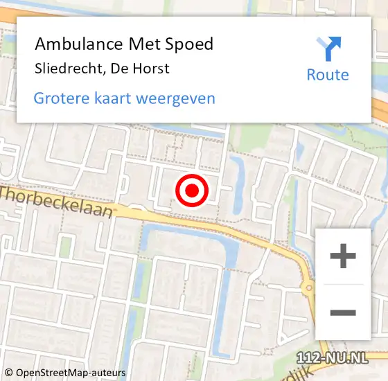 Locatie op kaart van de 112 melding: Ambulance Met Spoed Naar Sliedrecht, De Horst op 24 januari 2024 16:33