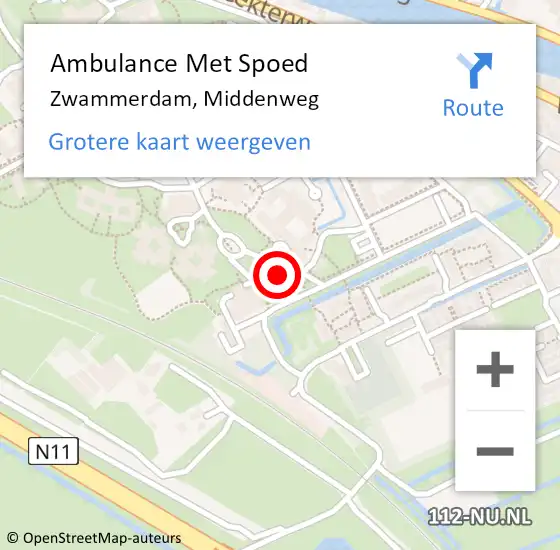 Locatie op kaart van de 112 melding: Ambulance Met Spoed Naar Zwammerdam, Middenweg op 24 januari 2024 16:33